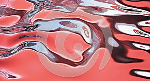 Shiny surface of crumpled red metallic foil creates an abstract texture background