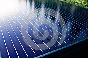 Shiny surface of new solar panels outdoors photo