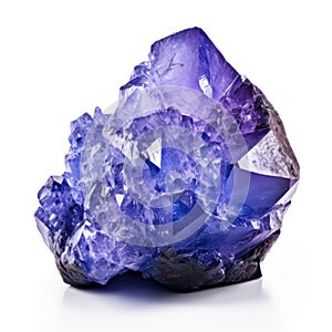 A shiny tanzanite nugget with a smooth, glossy surface and a deep blue violet hue, Ai Generated