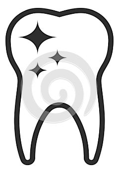 Shiny tooth icon. Healthy and clean teeth symbol