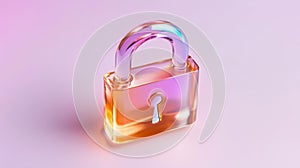 Shiny Transparent Lock with Gradient Colors on a Soft Background
