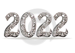 Shiny Vector luxury text 2022 from jewels. Diamond Festive Numbers Design.