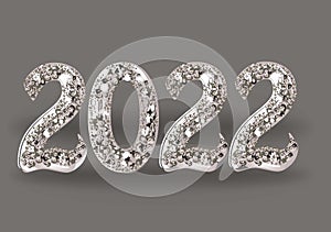 Shiny Vector luxury text 2022 from jewels. Diamond Festive Numbers Design.