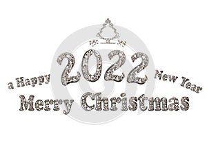 Shiny Vector luxury text 2022 from jewels. Diamond Festive Numbers Design.