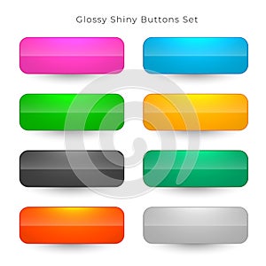 Shiny web buttons in eight colors set