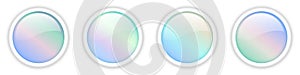 Shiny web buttons set, iridescent colors circle 3d icons