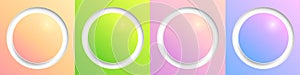 Shiny web buttons set, rainbow colors circle 3d icons illustration