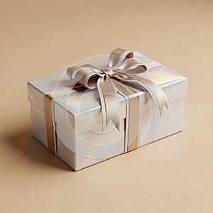 Shiny White Gift Box with Bow