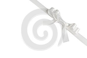 Shiny white satin ribbon bow