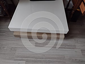 shiny white square table