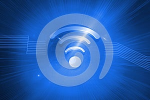 Shiny wifi icon on blue background