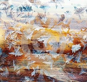 Shiny winter window ice decoration