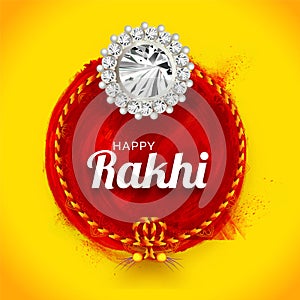 Shiny yellow background with beautiful rakhi wristband made by
