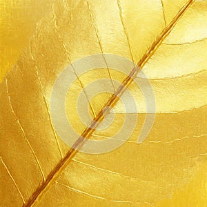 Shiny yellow leaf gold foil texture background