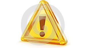 Shiny yellow warning triangle with exclamation mark