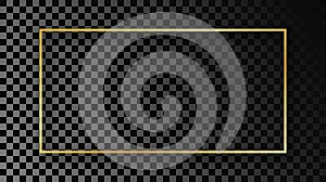 Gold glowing rectangular shape frame with shadow