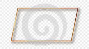 Gold glowing rectangular shape frame with shadow