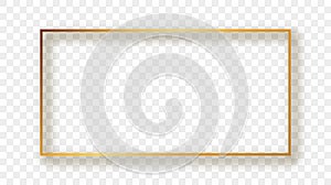 Gold glowing rectangular shape frame with shadow