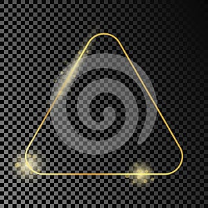 Gold glowing rounded triangle frame