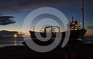 Ship aground off the coast