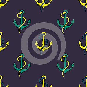 Ship anchor seamless pattern