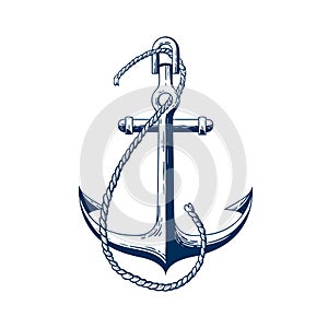 Ship anchor vector illustration. Vessel mooring device. Boat accessory, holding raft in place item, heavy ship attribute