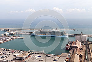 Ship in Barcelona port.