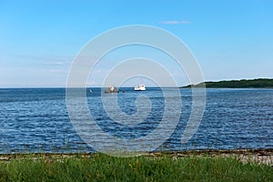 The ship is in the bay on Anzersky Island