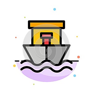 Ship, Beach, Boat, Summer Abstract Flat Color Icon Template