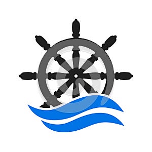 Ship and boat helm steering wheel, boat and maritime rudder icon, ship steering wheels - vector