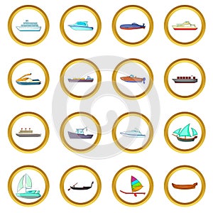 Ship and boat set, cartoon style