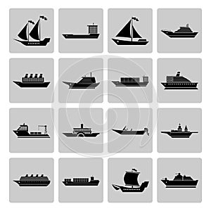 Ship and Boats Icons Set