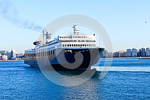 A ship bound from Tangiers, Morocco to Spain, to transport passengers. Travel wallpaper