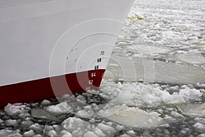 Ship breaking the ice