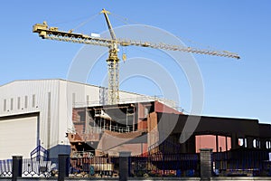 Ship Building and Crane in Port Glasgow Ferguson Shipbuilding Scaffold Dock Harbor Harbour photo