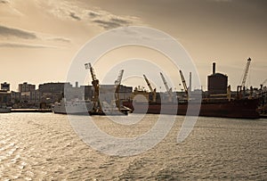 Ship building docks. Shipyard in Piombino, Italy