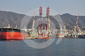 Ship building industry. wharf in Kure, Japan