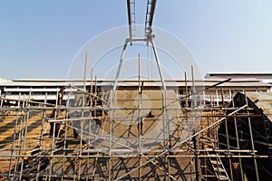 Ship building shoot inside of dry dock