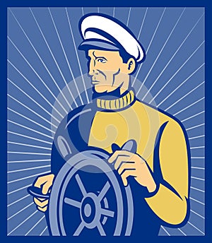 Ship captain at the helm