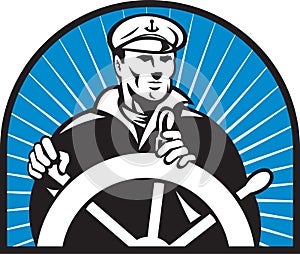 Ship captain helmsman steering wheel photo