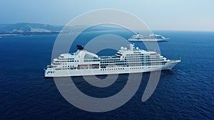 Ship cargo sea aerial people liner people travel industry