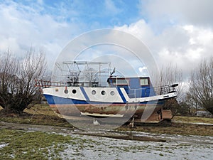 Ship on coast, Lithuania