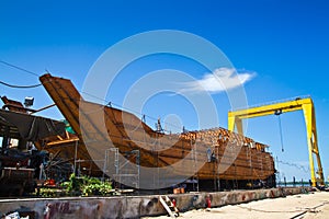 Ship construction in dockyard