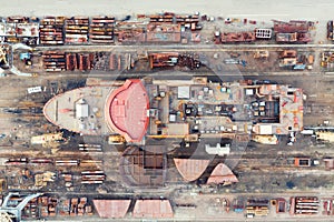 Ship construction at the factory.