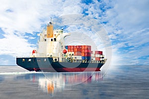 Ship with container import & export big box to dock.