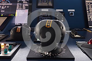 Ship control panel. Navigational devices and echolocation and ra