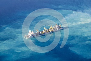 Ship creating new Atoll in the Maldives, North Ari Atolls