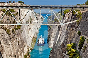 Ship cross The Corinth Canal