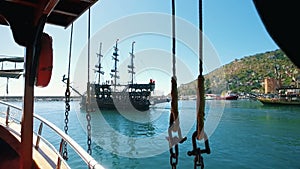 Ship with dancing aboard tourists