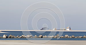 Ship is digging sand